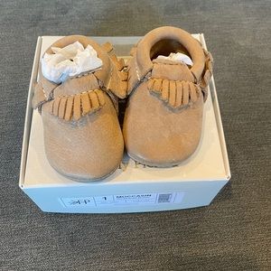 Freshly Picked, size 1,moccasins! Good condition! Weathered brown!